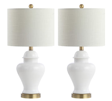 Qin 22" Ceramic/Iron Classic Cottage LED Table Lamp - JONATHAN Y